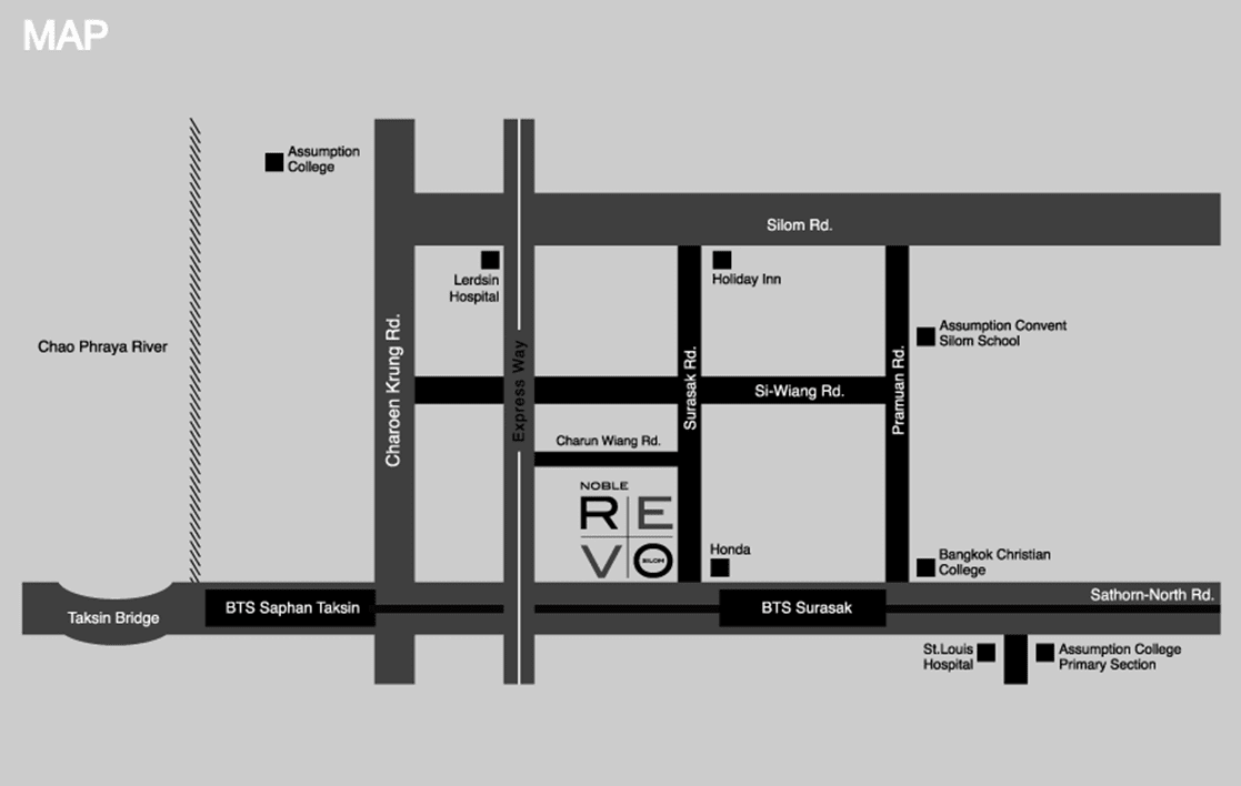 Noble Revo Silom by Noble Development. 160 metres from Surasak BTS. Noble Revo Silom is located right in the heart of the Sathorn Financial District. This is truly the prime central business district of Bangkok.