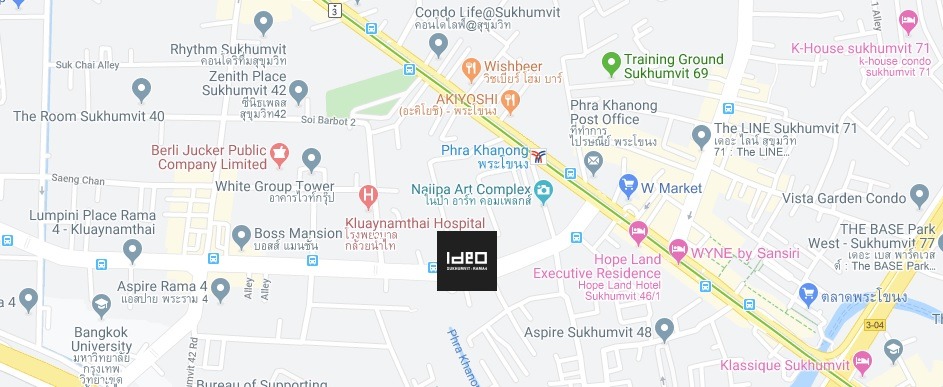Ideo Sukhumvit-Rama 4 is a freehold condominium by Ananda Development. It is located very close to Phra Khanong BTS Station, one station away from Ekkamai.