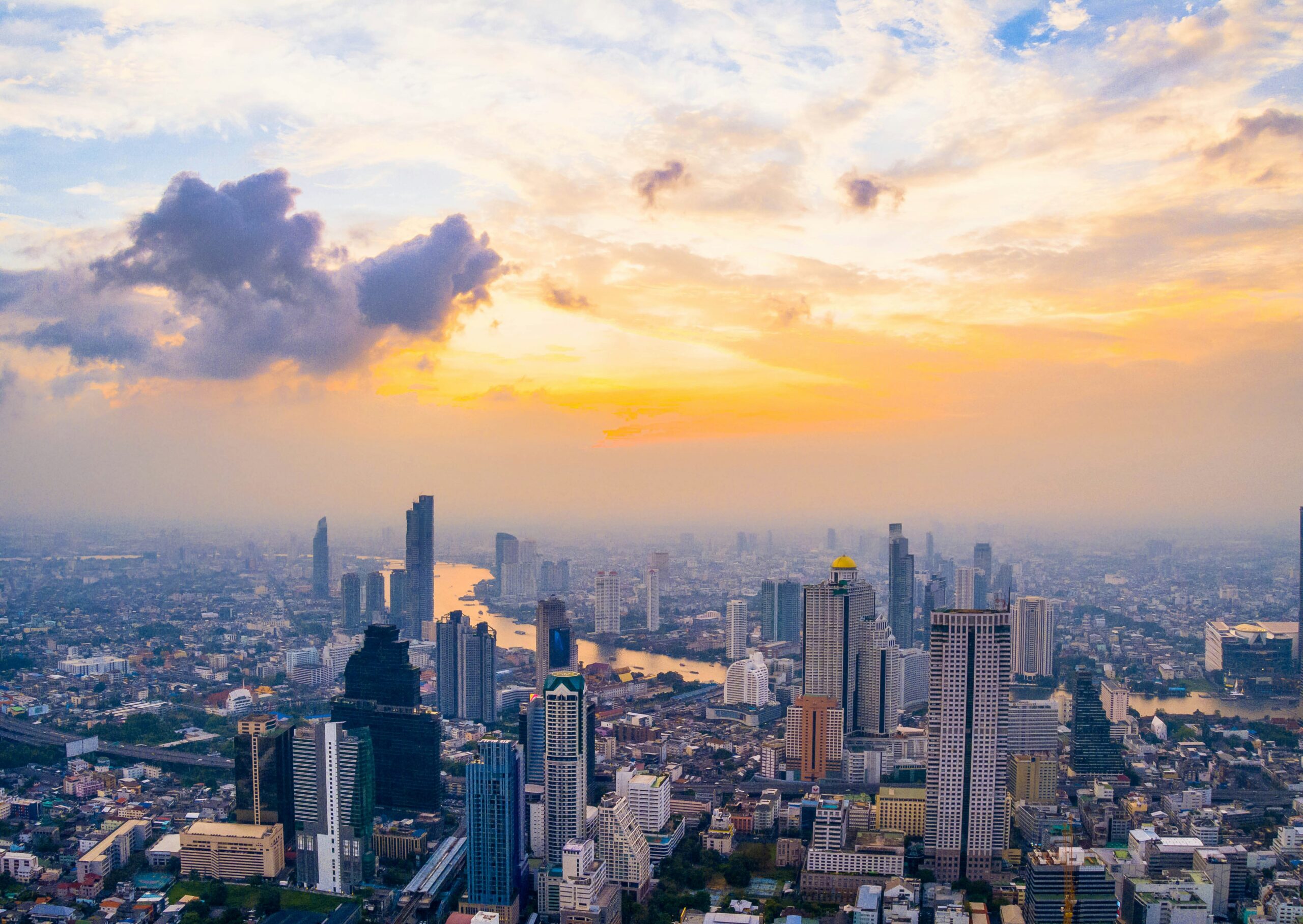 Bangkok city view at sunset for expat liveability guide