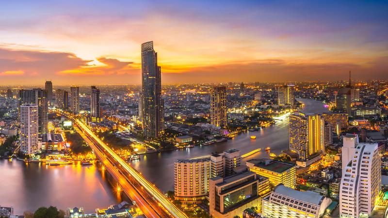 Bangkok riverside buildings and river view used for liveability context