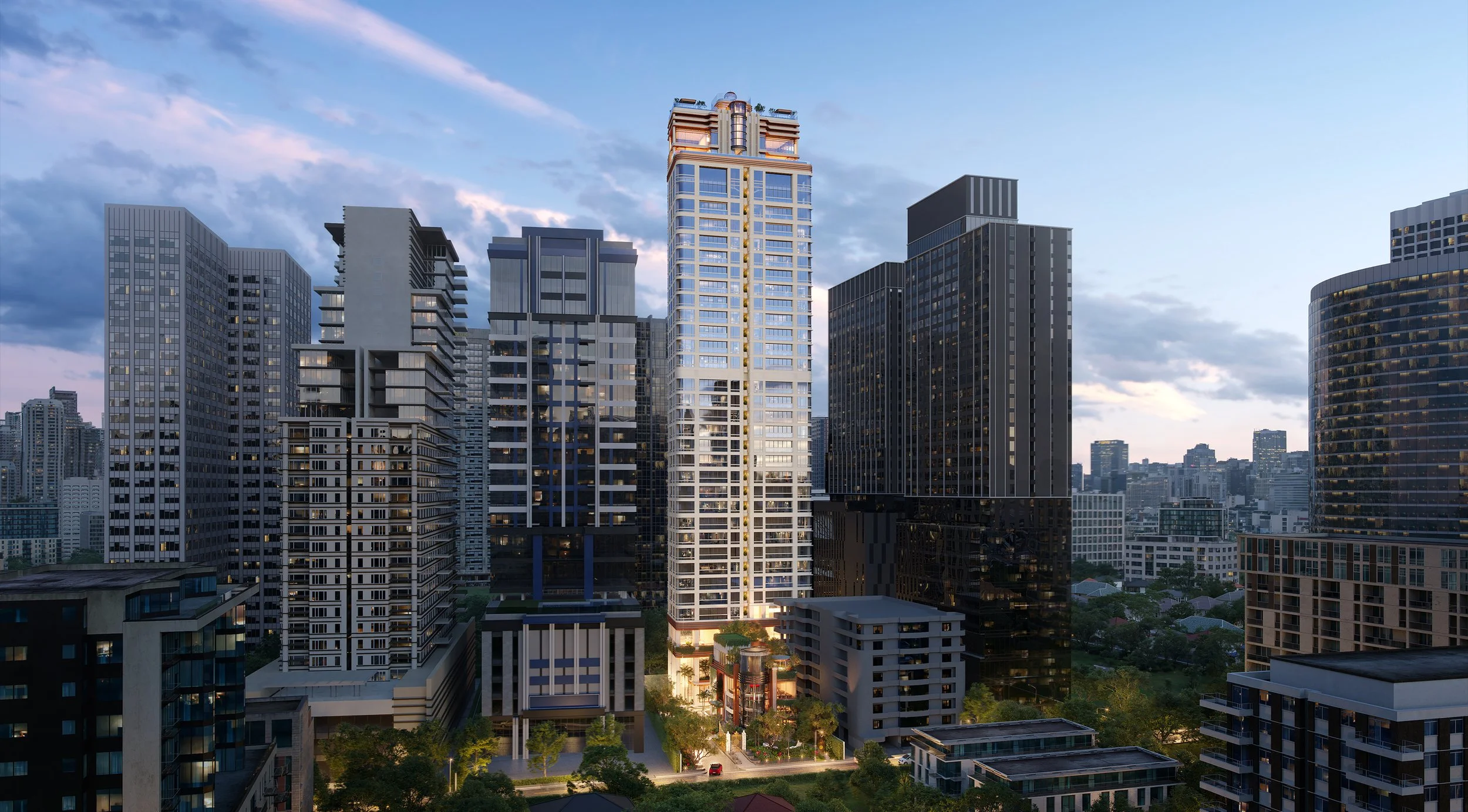 SLS Residences Bangkok Sukhumvit 24 aerial city view visual