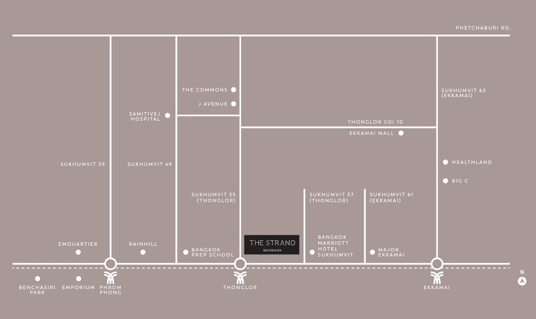 The Strand Thonglor location map near BTS Thong Lo