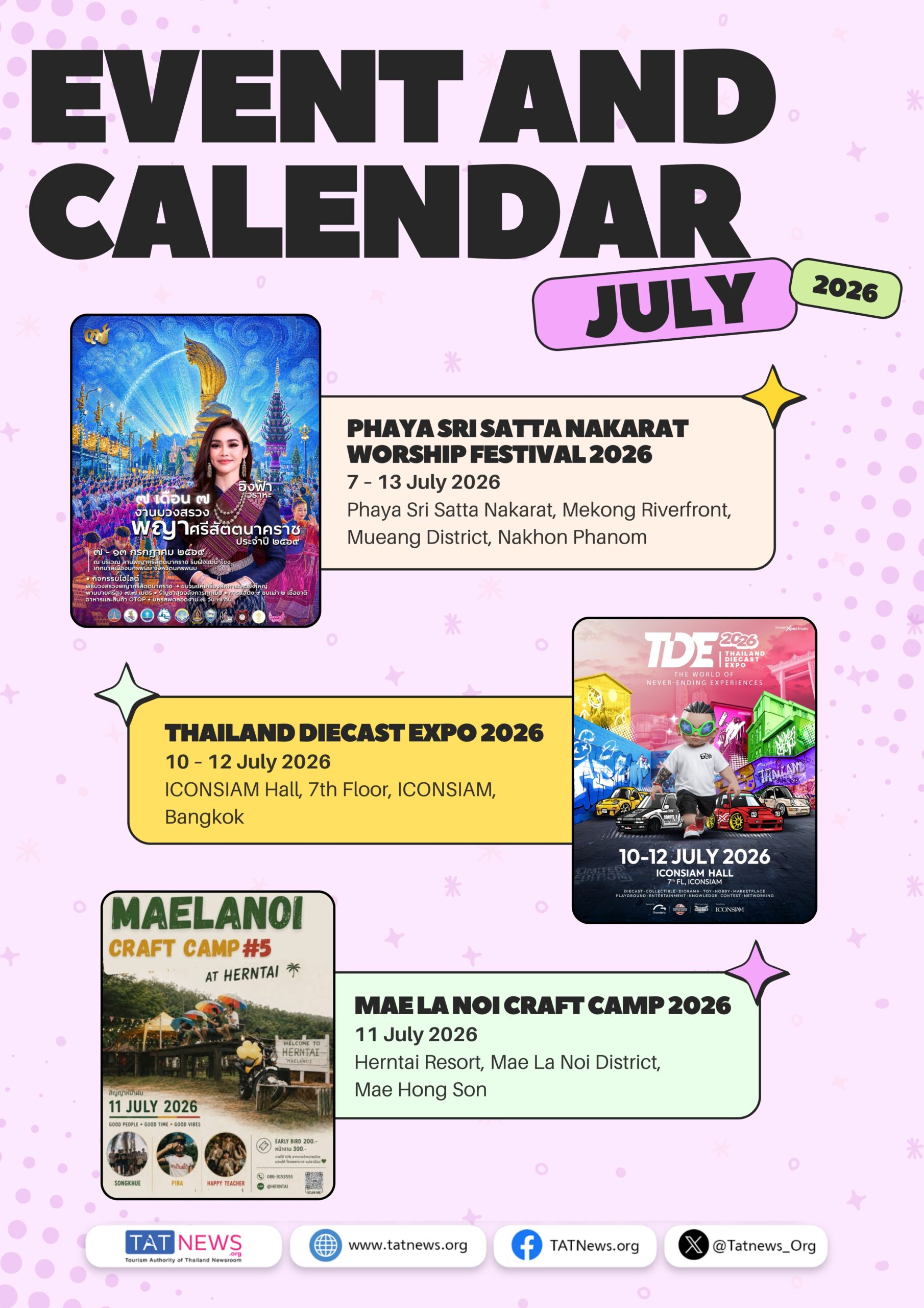 TAT July 2026 event calendar including Thailand Diecast Expo at ICONSIAM