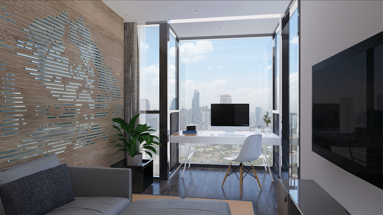 Furnished balcony at a Bangkok condominium