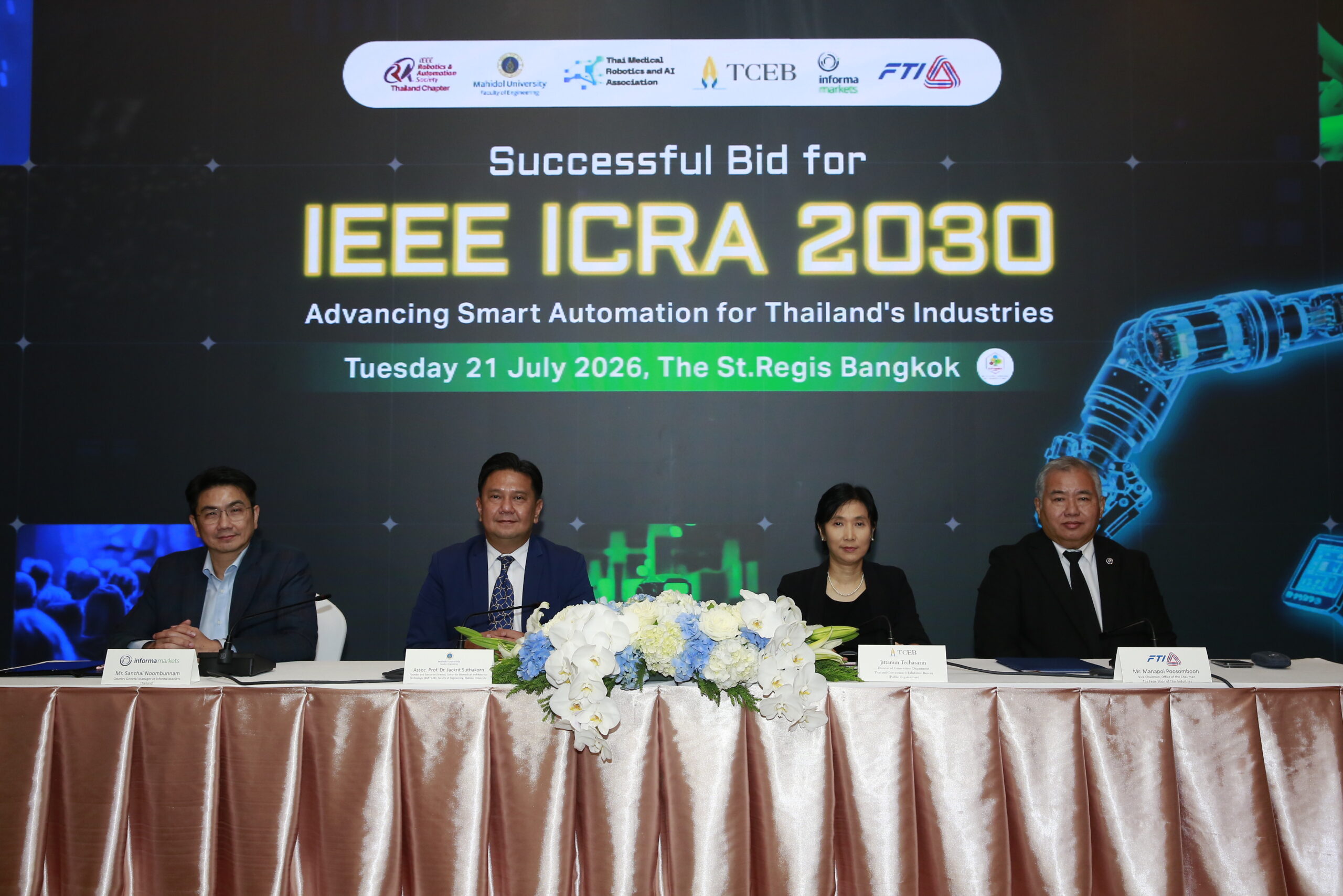 Thai robotics and convention representatives involved in the ICRA 2030 bid