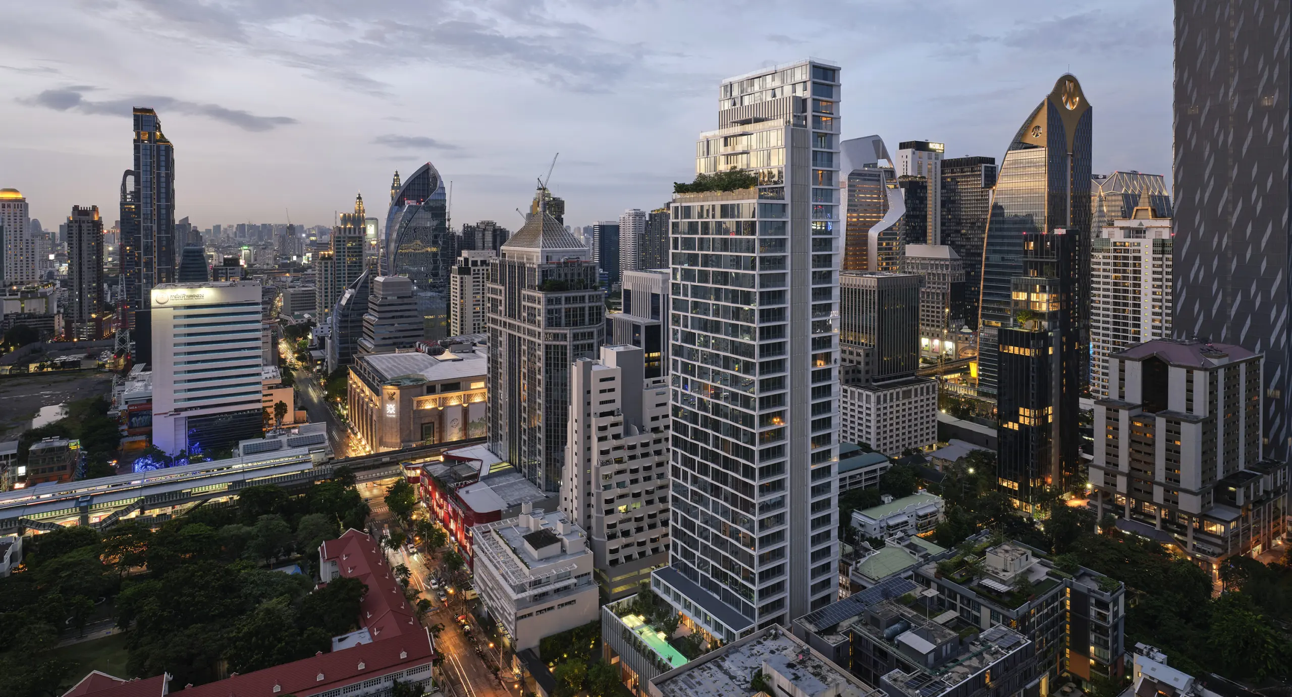 Luxury condominium facade in the Langsuan area